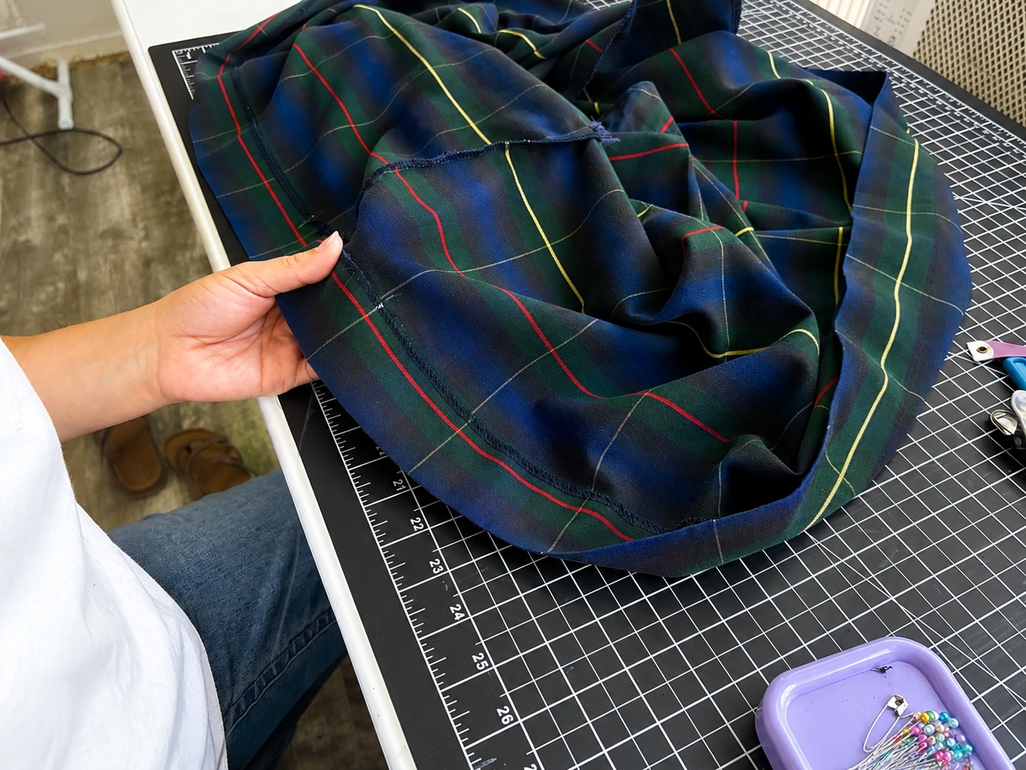 Garment being prepared for a professional alteration